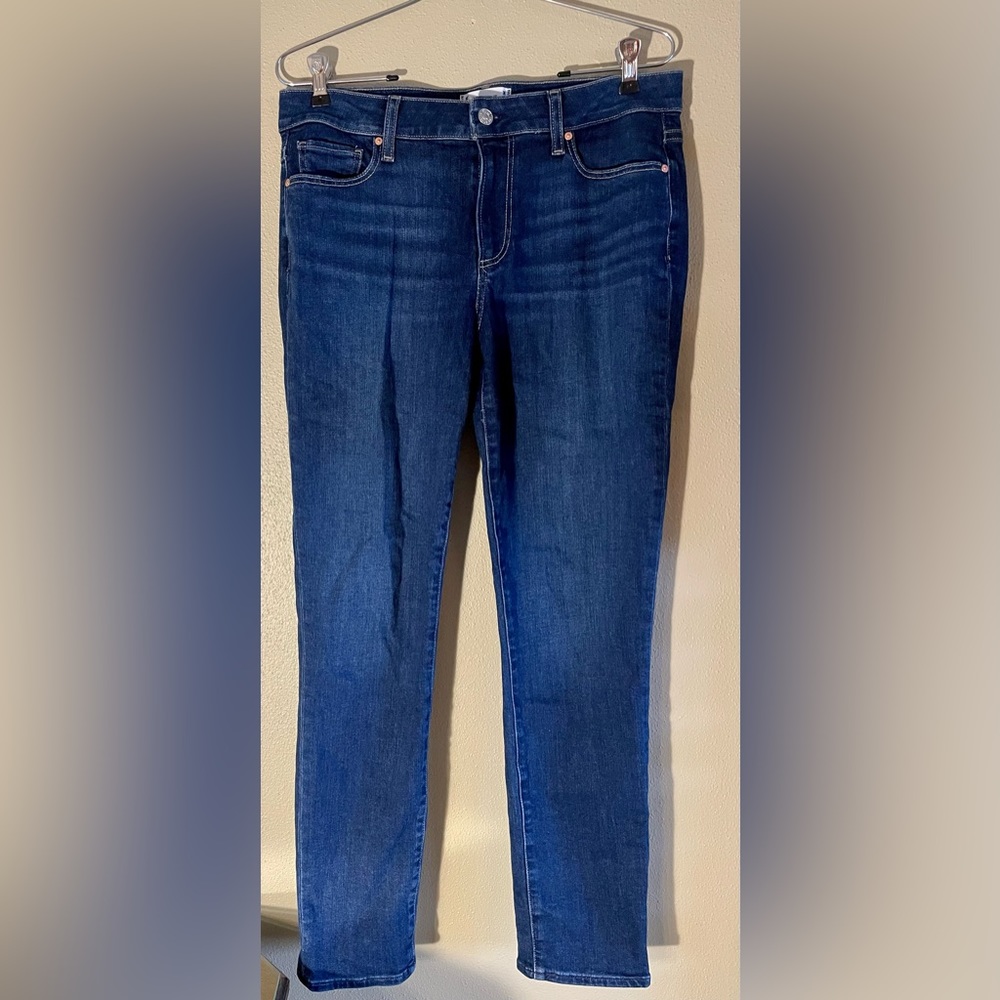 Paige Dark Blue Straight Leg Jeans
